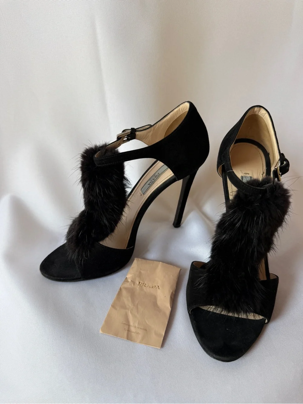 Prada Black Mink Fur High Heels